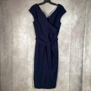 MUXXN Navy Blue Short Sleeve V-Neck Formal Mini Dress | Size Medium NWT